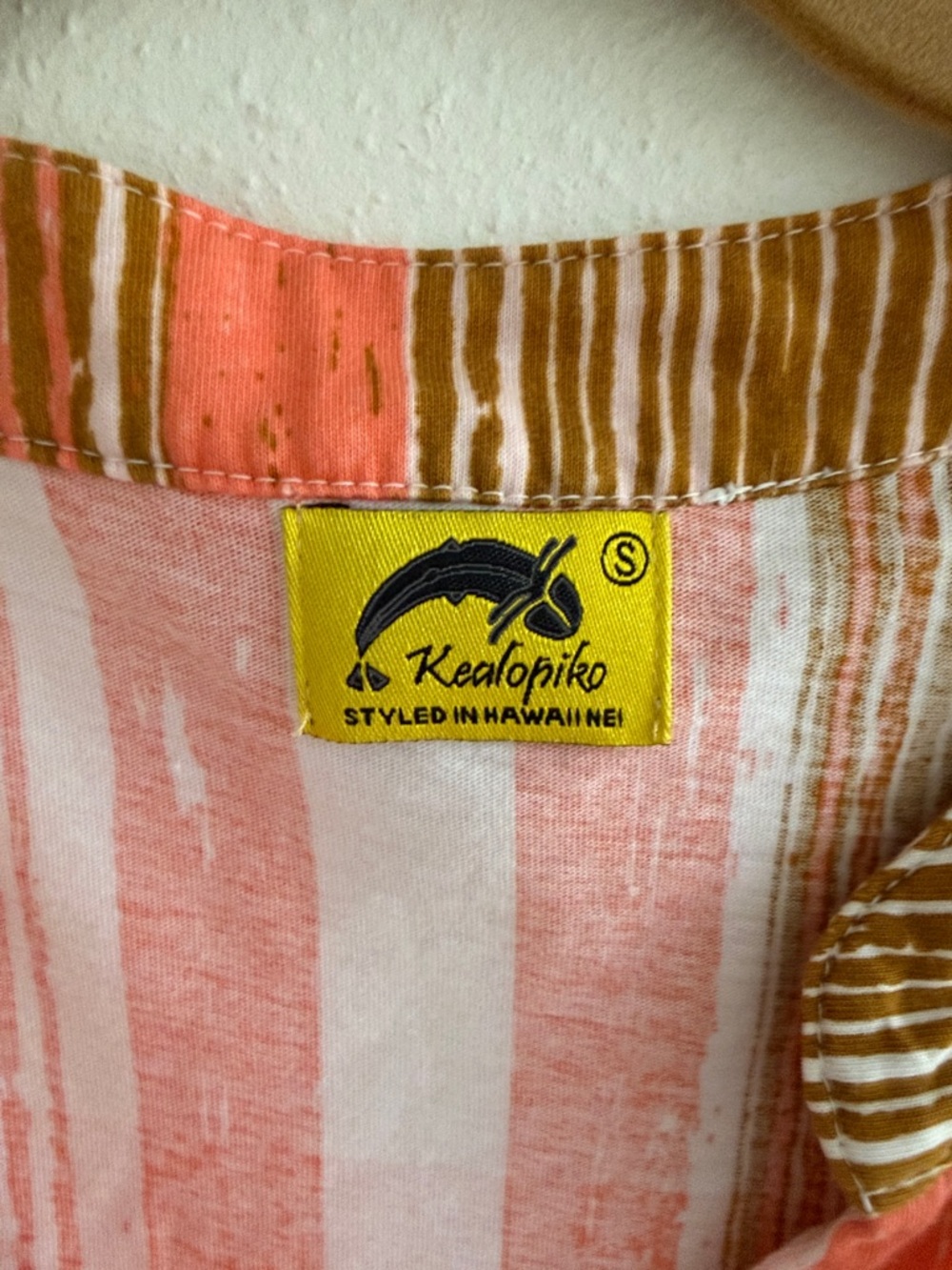 Striped High-Low Women's Dress in Coral and White - Picture 3 of 4